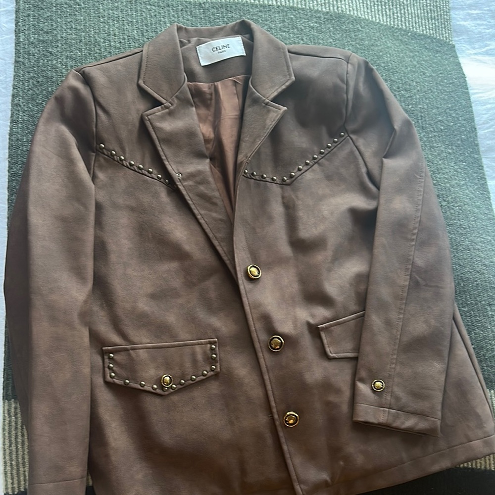 Celine Brown Studded Women's Jacket